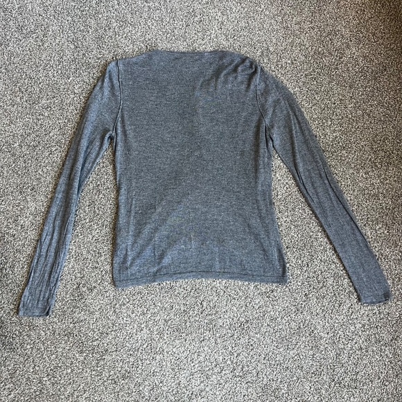 August Silk Gray Button Up Long Sleeve V Neck Cardigan, Size Medium - Picture 6 of 6